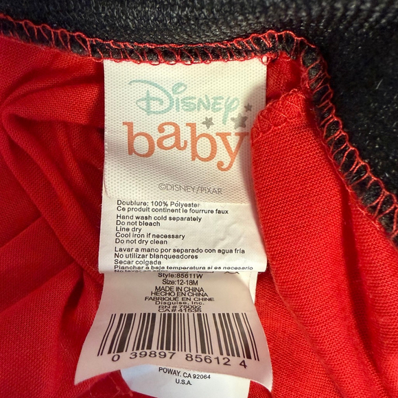 Disney Baby The Incredibles Red & Black Superhero Costume Pixar 12-18 months - Picture 14 of 14